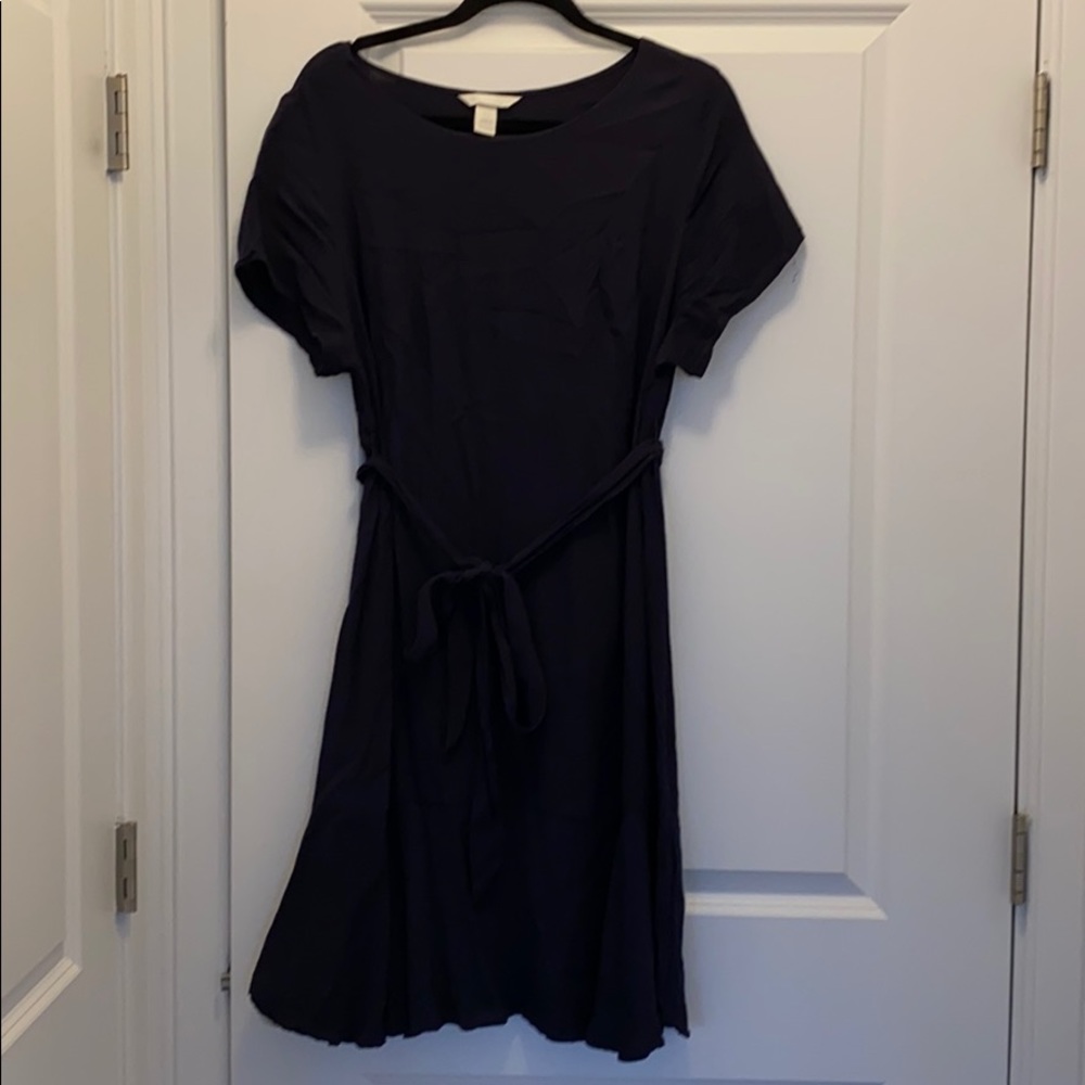 Navy Maternity Flare Dress